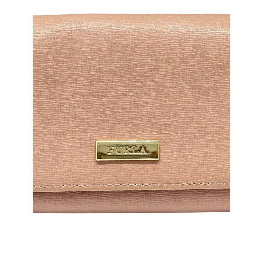 Furla Classic XL Bifold Wallet Dusty Rose Pale Mauve Gold Logo Ladies 7.25 x 4 - Picture 2 of 13